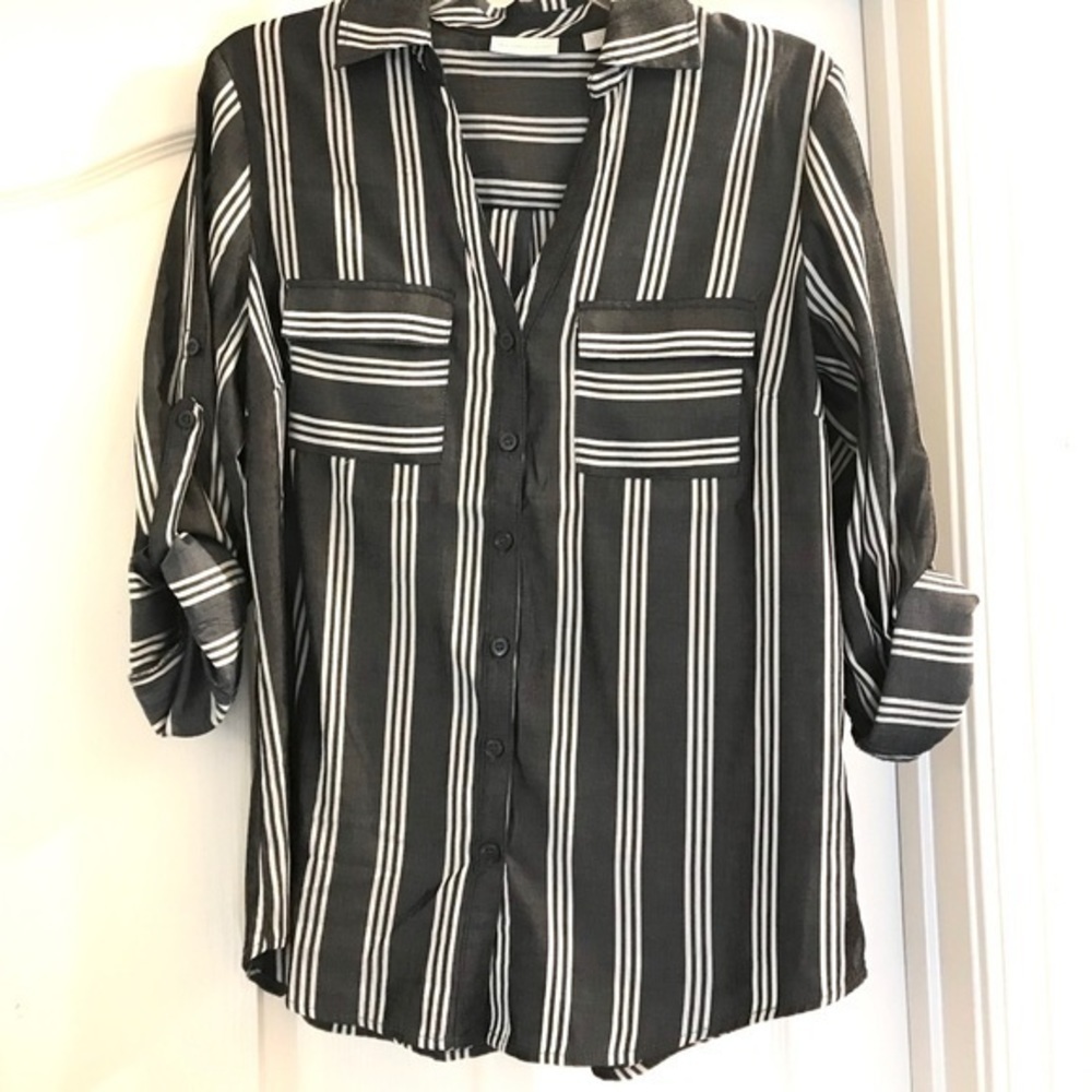 New York & Company Striped Ladies Blouse - Picture 2 of 10